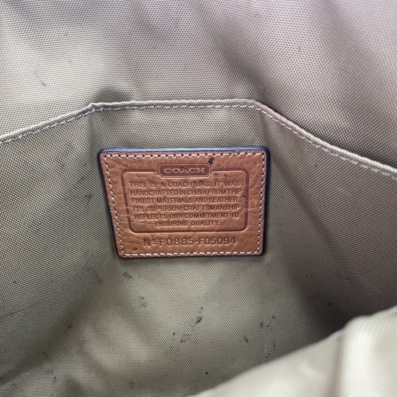 Authentic COACH Signature  Pouch Clutch Canvas/Leather Beige/Brown Large Unisex